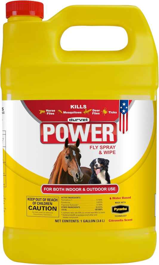 Durvet, Fly 003-1021 699757 Power Fly Spray and Wipe for Horses, Gallon
