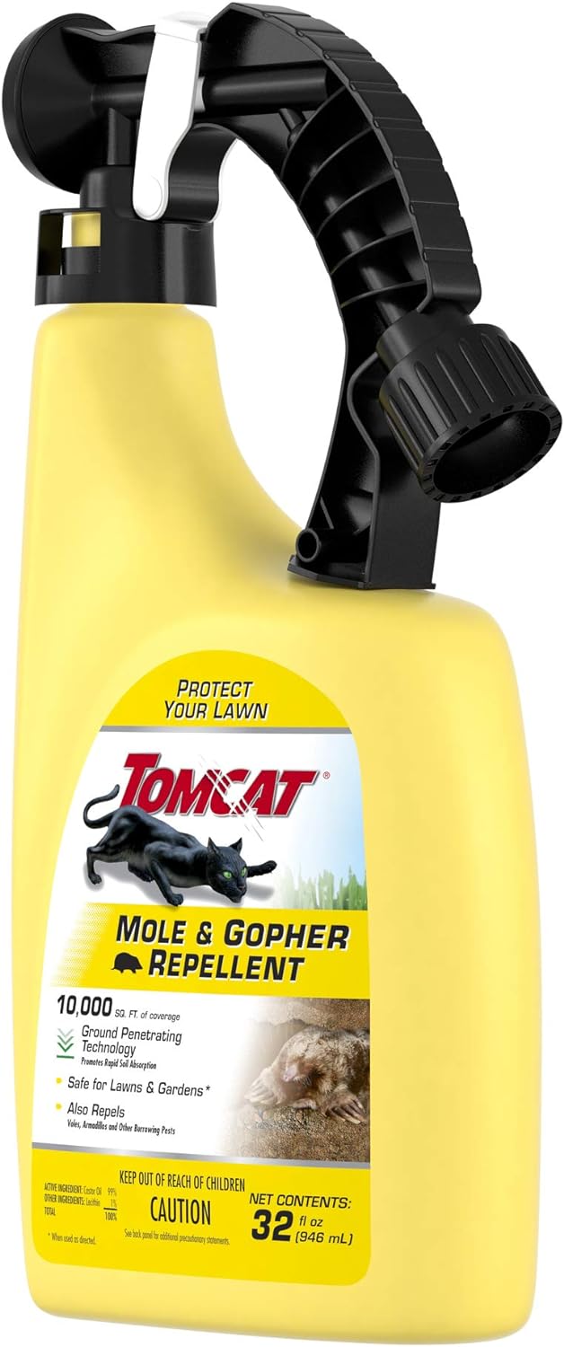 Tomcat, Mole & Gopher Repellent Ready-To-Spray, Formulated with Castor Oil to Drive Pests Out, 32 fl. oz.
