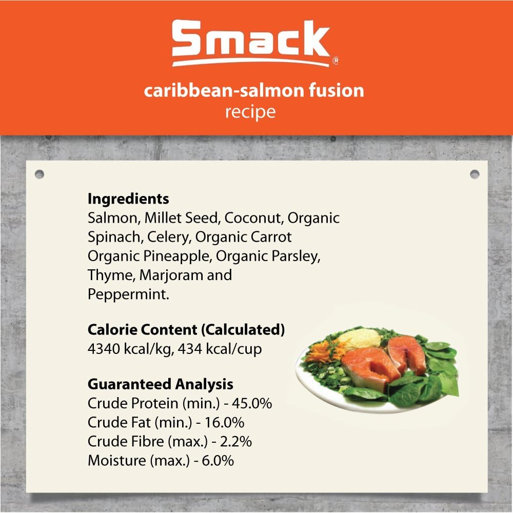 Smack, Pet Food Organic Raw Dehydrated Dog Food Grain-Free, Gluten-Free, Raw Food for Dogs (Caribbean Salmon Fusion, 5.5 Pound)
