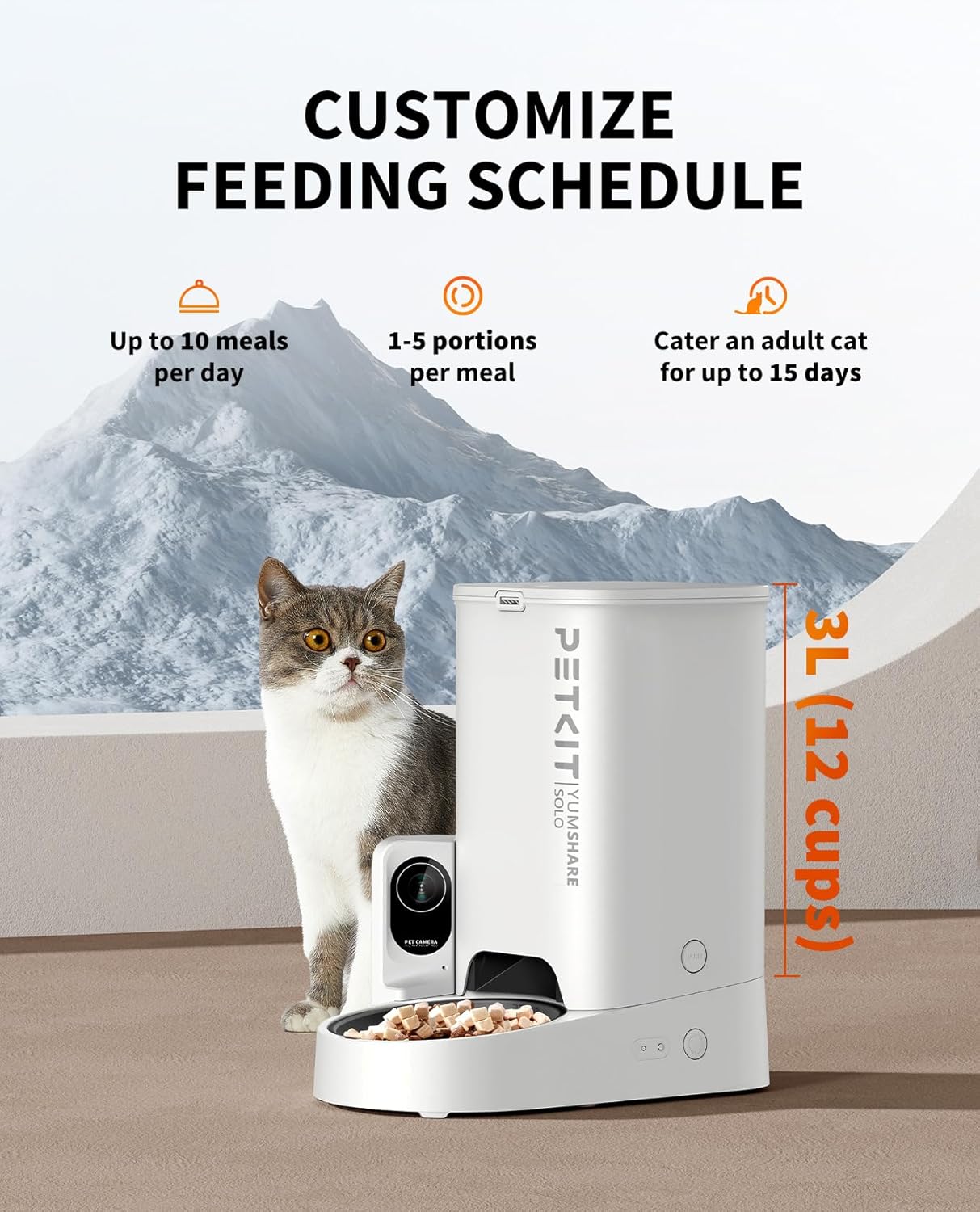 PETKIT, Automatic Cat Feeder with Camera, 1080P HD Video with Night Vision, 2.4G WiFi Pet Feeder with Phone App Control, 2-Way Audio for Cats and Small Dogs, Portion Control Up to 10 Meals Per Day