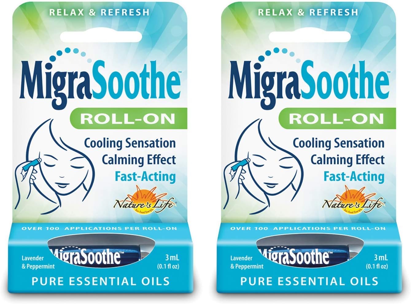 MigraSoothe | Cool & Refreshing Effect| Essential Oil Roll-On Stick | 2 Pack