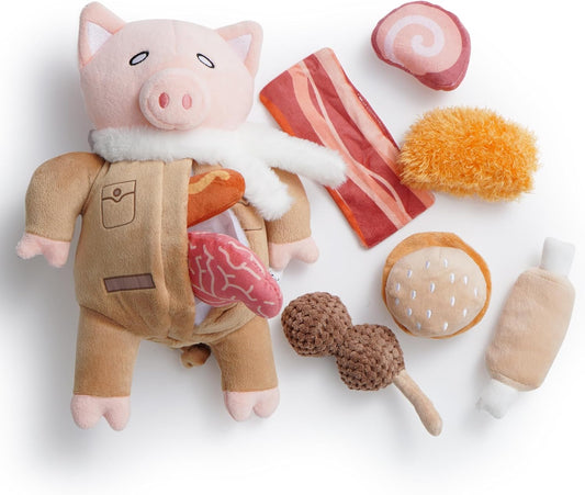 Nocciola, Stuffed Pig Dog Toys: Hide and Seek Funny Squeaky Crinkle Plush Dog Chew Toys for Small Medium Breed, Cognitive Training Pet Enrichment Gifts Supplies