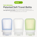 humangear, GoToob+ 3-Pack (Small) | Refillable Silicone Travel Bottle | Locking Lid | Food-Safe Material, Clear/Green/Blue, Small (1.7 fl.oz; 53ml)
