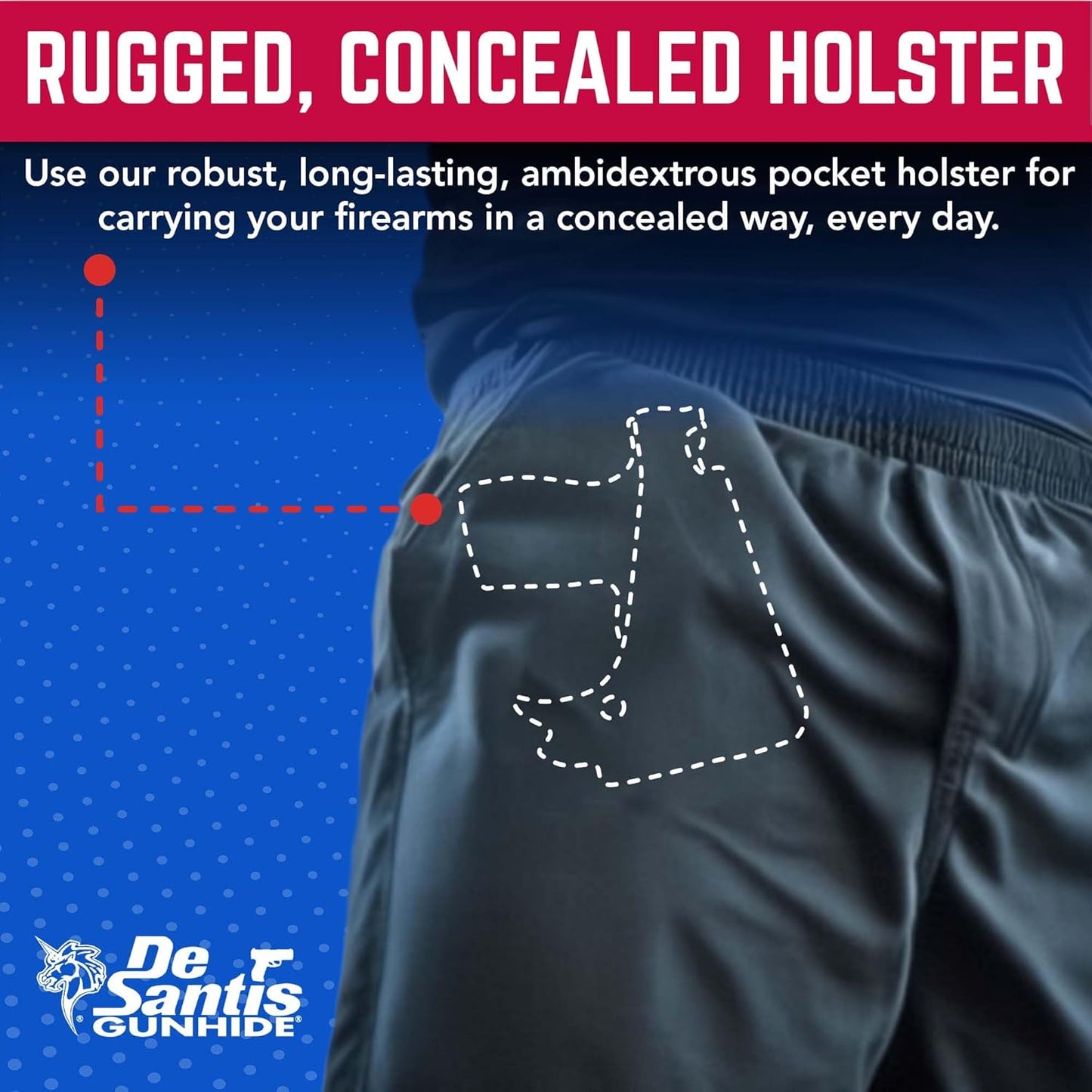 DeSantis, Pocket Partner Kydex Holster for Pistols - Gun Holsters for Concealed Carry, User Adjustable Tension, Compatible with S&W Bodyguard 2.0 - Ambidextrous, Black