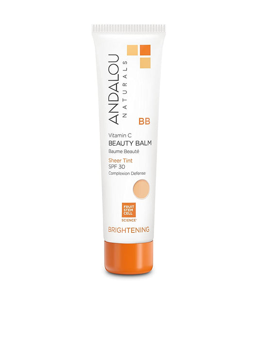 Andalou, Naturals Vitamin C BB Beauty Balm Sheer Tint SPF 30, 2-in-1 BB Cream & Face Sunscreen with Broad Spectrum Protection, Mineral Sunscreen with Non-Nano Zinc Oxide, 2 Fl Oz