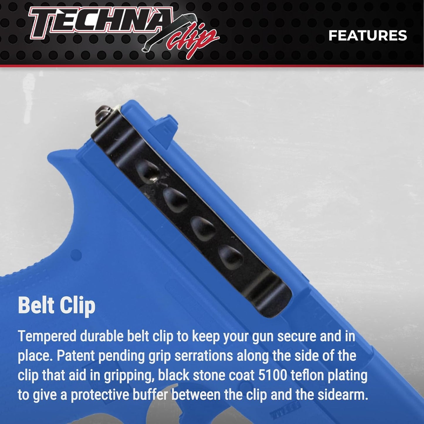 Techna Clip, Concealment System for Glock Models - Durable High-Carbon Spring Steel Gun Clip w/Teflon Coat 1500 - Ambi, Easy-to-Install Gun Holster Clip (Black)