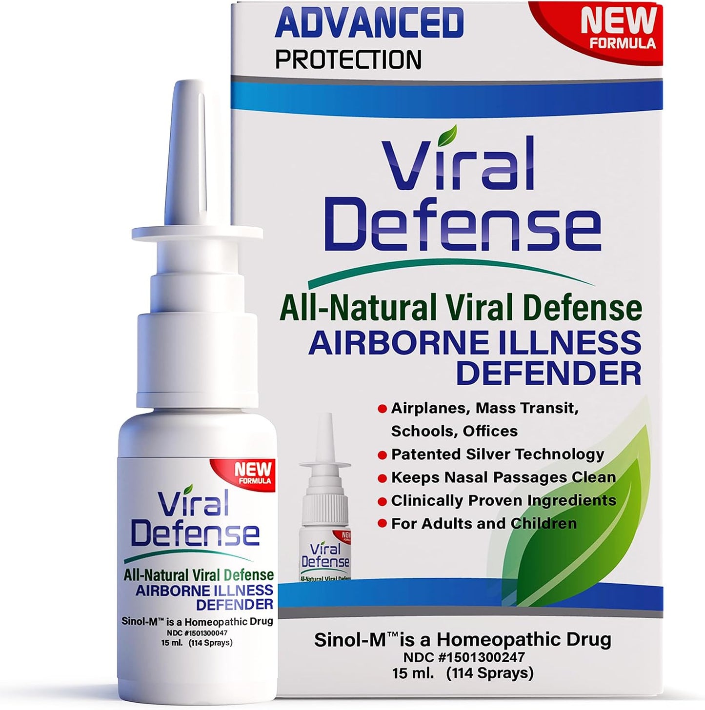 Sinol, Viral Defense Nasal Spray - Defend Against Airborne Germs and Viruses - Iodine Nasal Spray, Colloidal Silver, Vitamin C to Boost Immunity - for Work, Travel, Indoor Gatherings - 114 Sprays