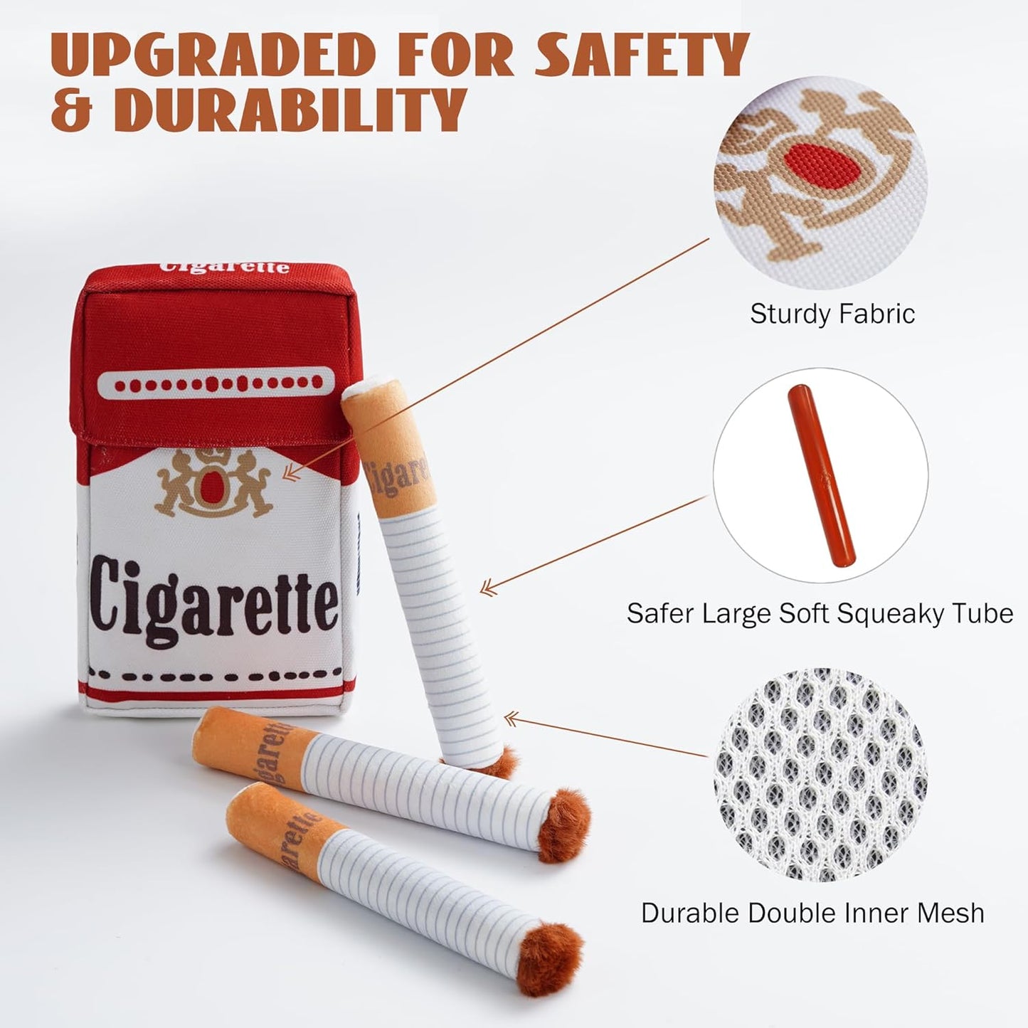 Nocciola, 3 Packs Squeaky Puff Stick Toys with a Box, Funny Interactive Plush Dog Toys, Pitbull Husky Frenchie Pug Stuffed Puppy Toys for Small to Medium Breed, Dog Accessories Boy Gift