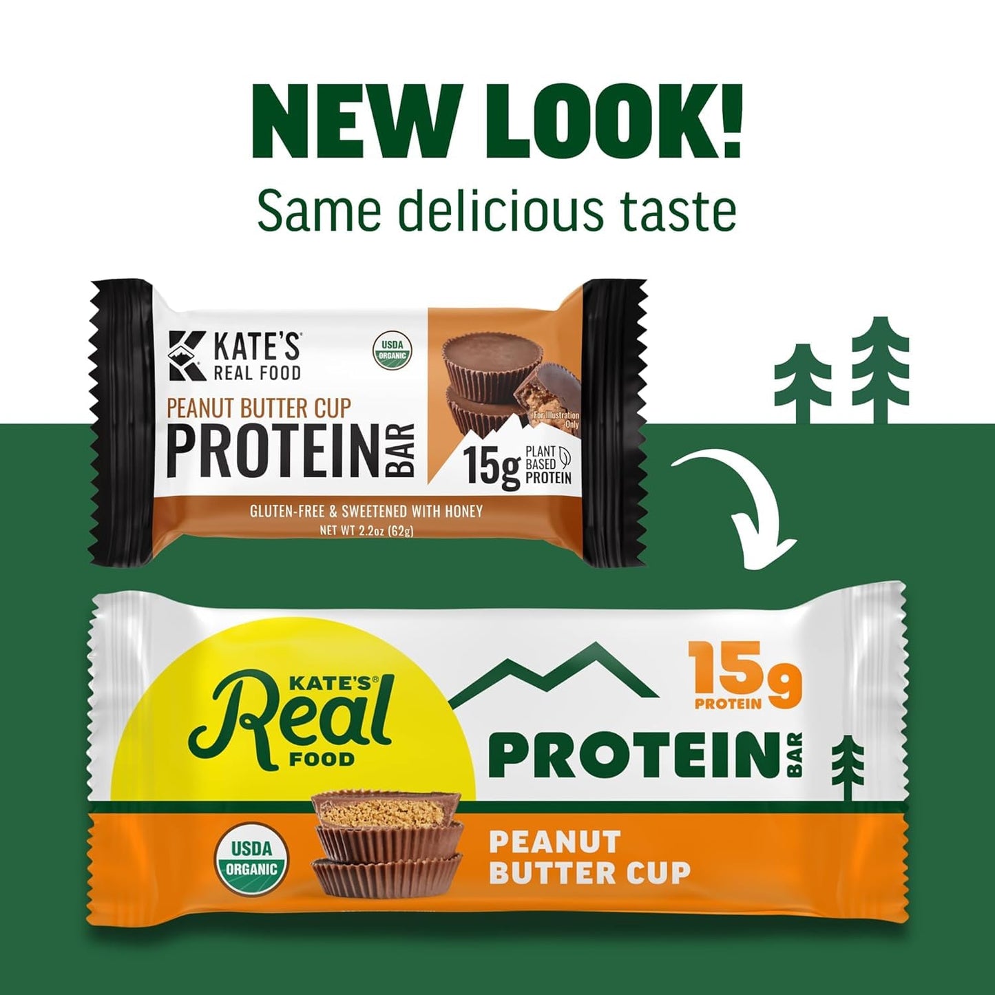 Kate’s, Real Food Organic Protein Bars – (Peanut Butter Cup, 2.2 oz, Pack of 12) – Plant Based Protein Bars - Gluten Free, Soy Free, Non GMO, Whole Grains, and All Natural | bike-handlebars