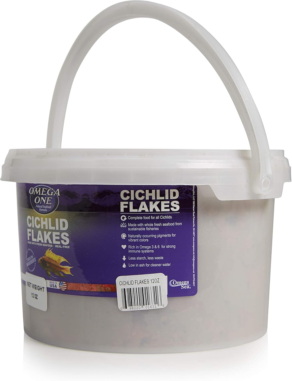 Omega One, Cichlid Flakes, 12 Ounce (Pack of 1)