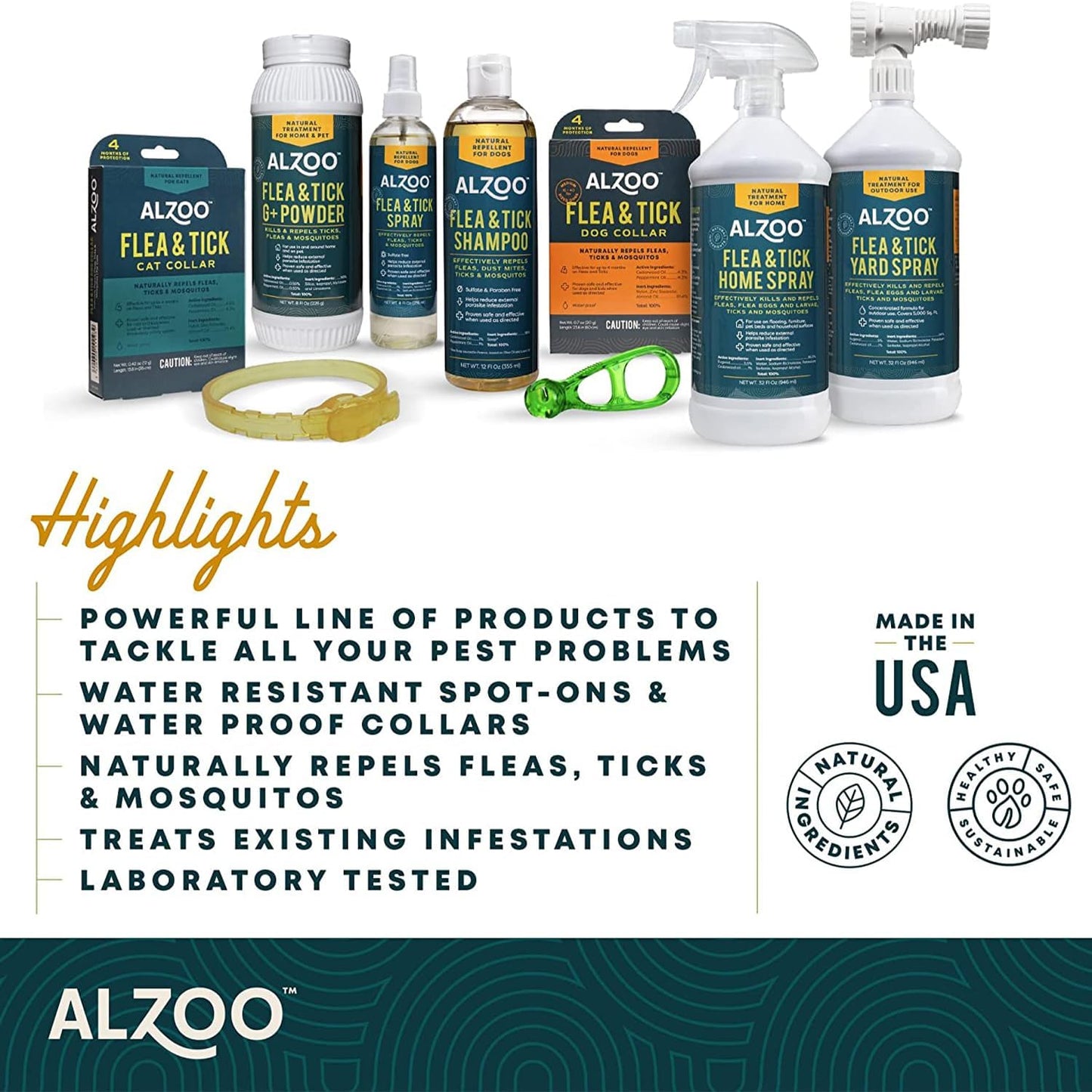 ALZOO, Plant Based Flea & Tick Squeeze-On for Dogs, Helps Repel Fleas, Ticks & Mosquitos, Up to 3-Months Protection, Plant-Based Active Ingredients, Water-Resistant, 3 EZ-On Applicators Per Pack