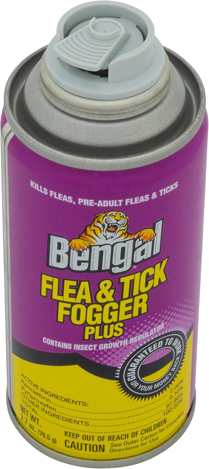 Bengal, Flea and Tick Fogger Plus – 3 Pk Odorless Spray Treatment for Home Infestations – 12 Week Insect Killer, 3x2.7 oz