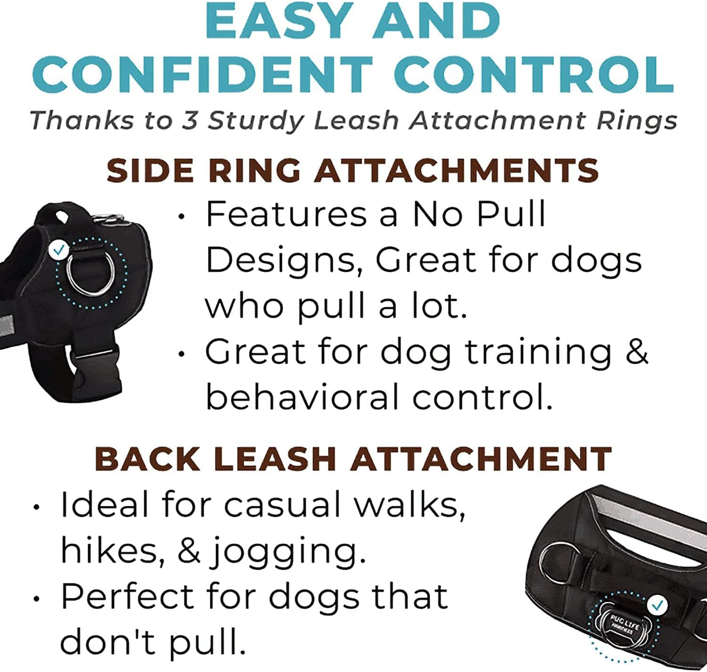Joyride, Harness for Small, Medium, Large Dogs, No-Pull Pet Harness with 3 Side Rings for Leash Placement, Adjustable Soft-Padded Vest for Training, Walking, Running, No-Choke Easy On-Off Technology