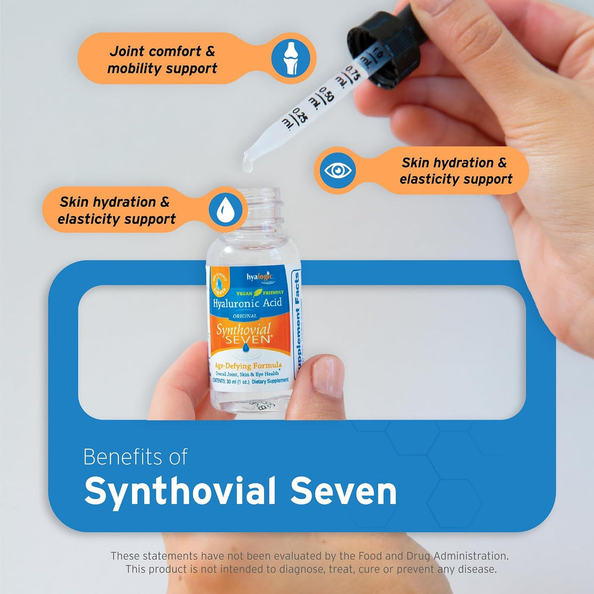 Hyalogic, Synthovial Seven HA Joint & Skin Supplement, Vegan-Friendly, 1oz