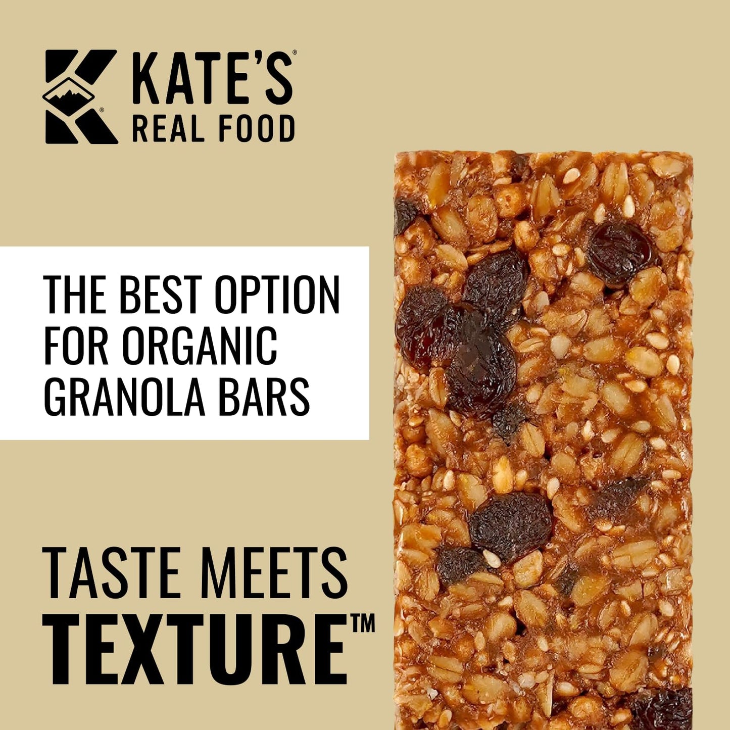Kate’s Real Food, Organic Granola Bars - Peanut Butter Milk Chocolate (2.2 oz, Pack of 12) Organic Energy Bars with Gluten Free Oats - Non GMO, Soy Free, Whole Grains, and All Natural - Healthy Snacks
