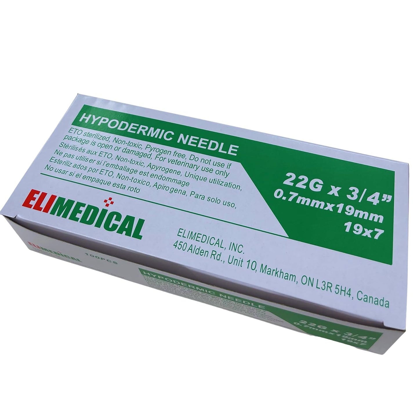 Elimedical, Veterinary Hypodermic Needle, Poly Hub 22G x 3/4 inch, 100 per Box, Individually Packed, NDL2219