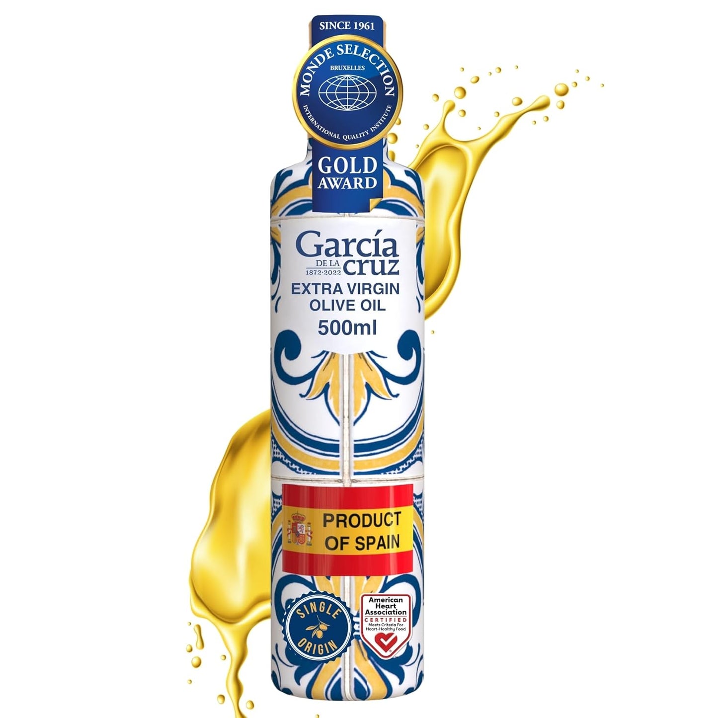 GARCÍA DE LA CRUZ, - Organic Extra Virgin Olive Oil, Master Miller Premium Oil, Almond and Tomato Tones, Smooth Body, Sourced in Spain, Montes de Toledo, Glass Bottle - 500 ml