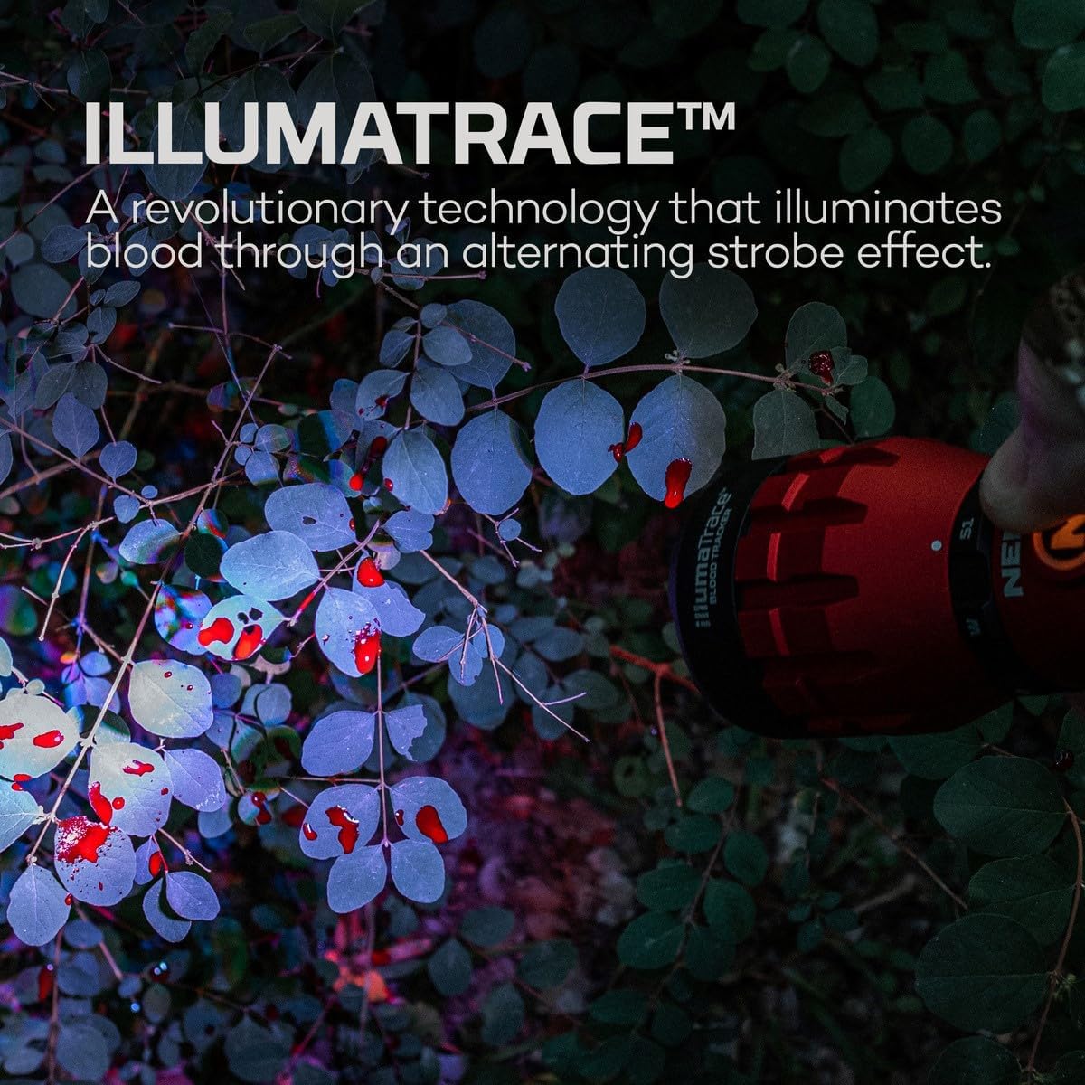 NEBO, IllumaTrace Blood Tracker Flashlight | 180 Lumens, 3 Hour Run Time, Rechargeable Tracking Light for Big Game Hunters, Waterproof, High Grip Handle, White Light Mode, Includes USB Charging Cable