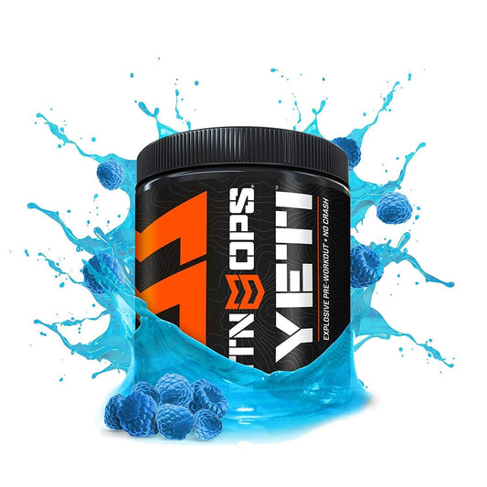 MTN OPS, Yeti Monster Pre-Workout Powder Energy Drink, 30-Serving Tub, Blue Raspberry