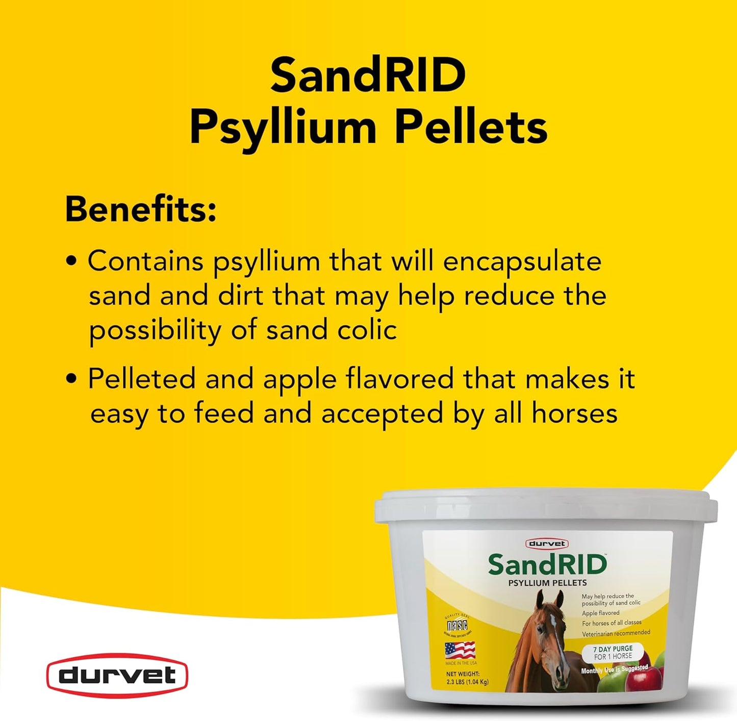 Durvet, Equine 699696 Sandrid Psyllium Pellets Value Pack for Equine, 2.3 lb