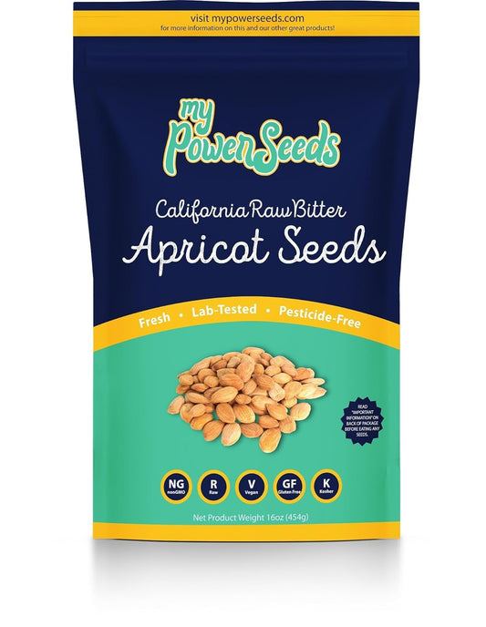 My Power Seeds, Certified Seeds (1 pound bag) | Natural Source of Vitamins & Minerals - Raw - 100% Non GMO, Vegan, Gluten Free (Apricot Seeds)