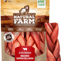 Natural Farm, Odor-Free Super Braided Collagen Dog Chews (6-Inch, 5-Pack) First Ever Real Bull Sticks Alternative, 100% Natural Angus Hide Collagen Treats- More Protein More Chew Time for All Dogs