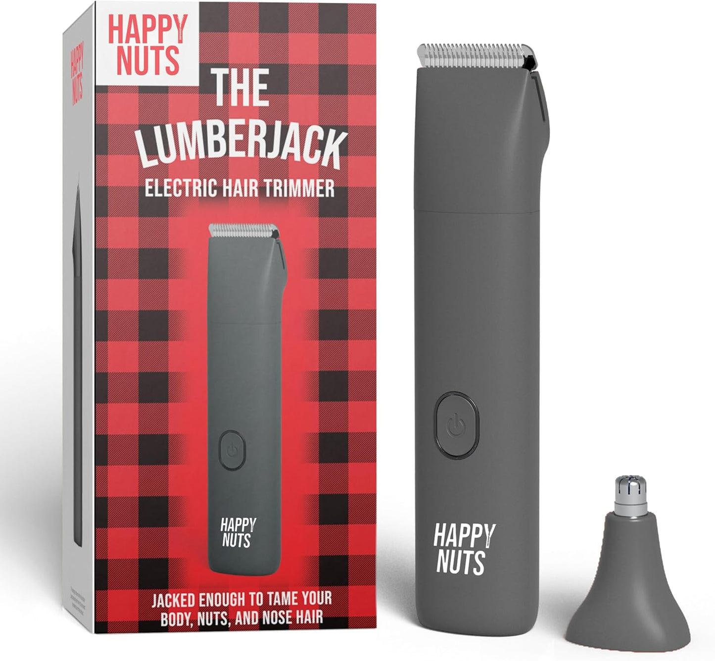 HAPPY NUTS, The Lumberjack Electric Groin & Body Hair Trimmer for Men - Men's Body Groomer Kit for Privates - Smooth Ball & Pubic Hair Shaver (Graphite)