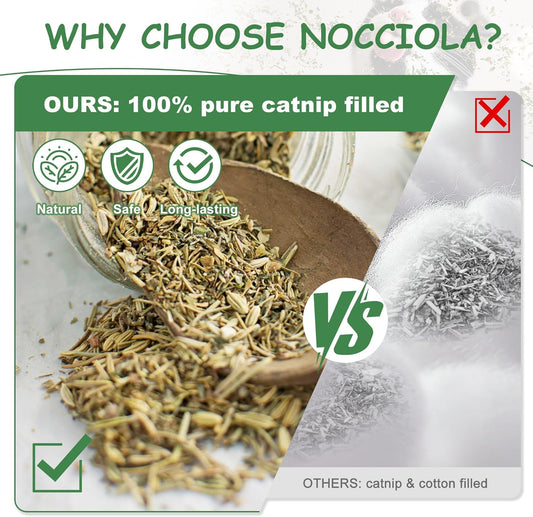 Nocciola, 3 Pack Catnip Toys for Cats, Funny Cat Toys Filled with 100% Pure Organic Catnip, Safe Kitten Teething Chew and Kicker Toys, Stress Relieving Fun for Indoor Cats