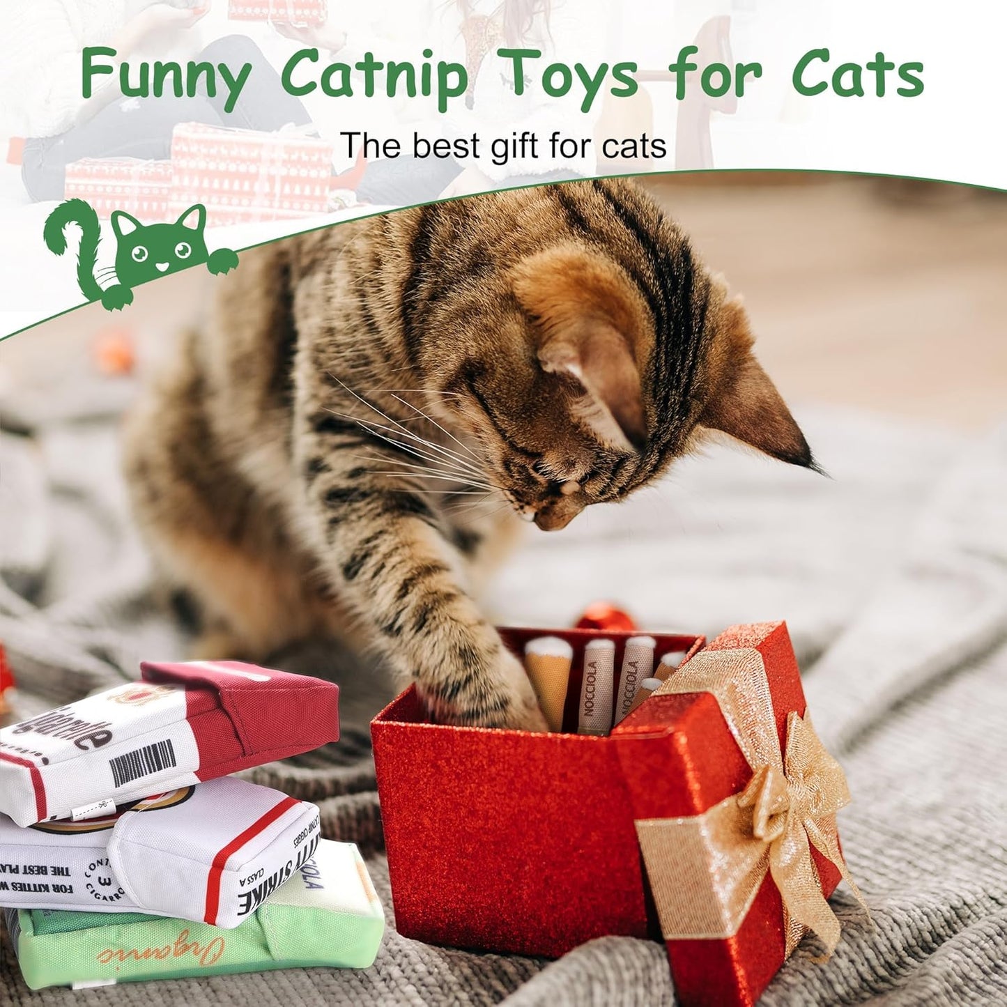 Nocciola, 3 Pack Catnip Toys for Cats, Funny Cat Toys Filled with 100% Pure Organic Catnip, Safe Kitten Teething Chew and Kicker Toys, Stress Relieving Fun for Indoor Cats