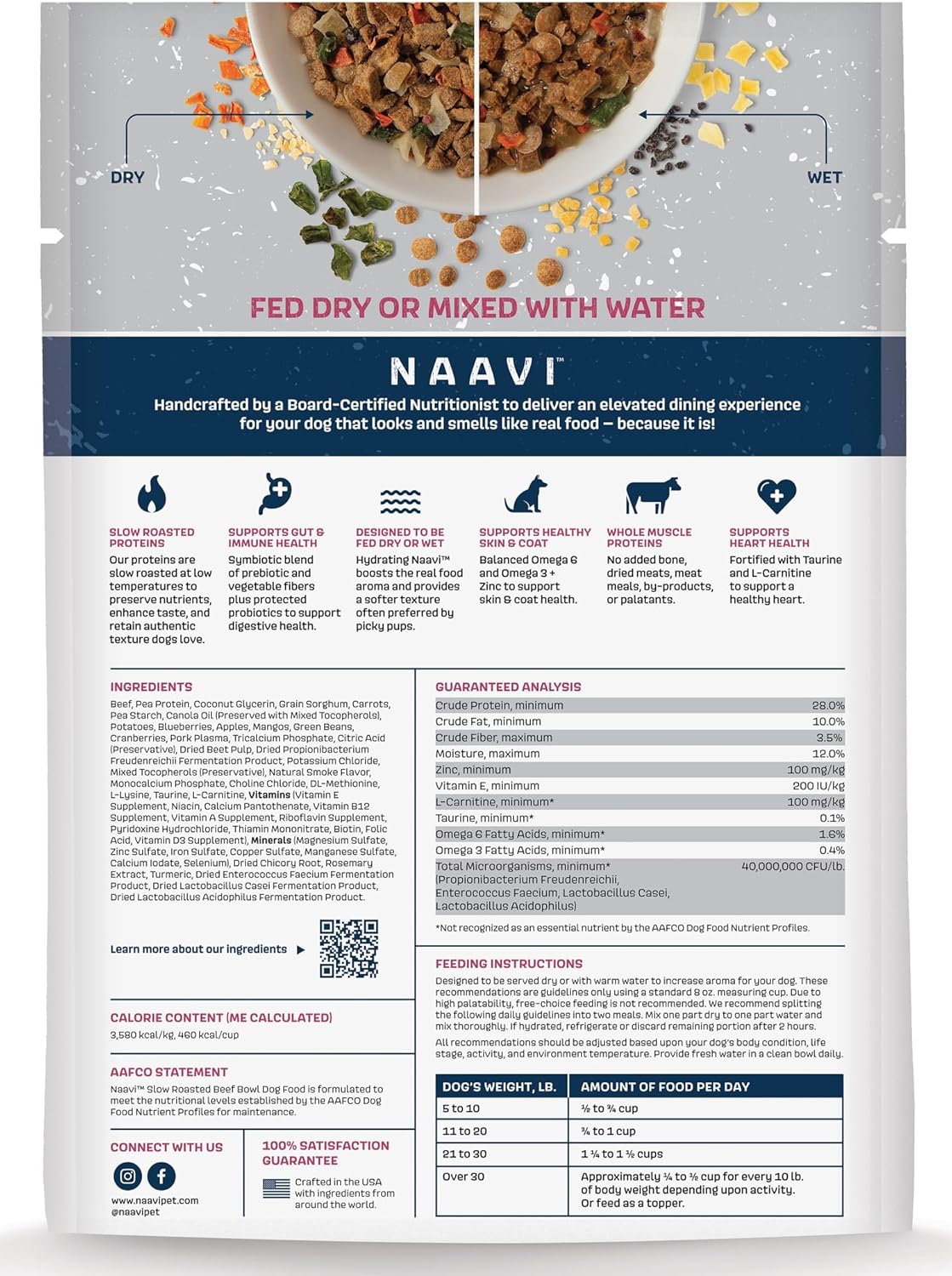NAAVI, Natural Dog Food - Slow-Roasted Beef Bowl with Ancient Grains, Vegetables & Fruits - Ideal Wet/Dry Meal or Premium Dog Food Toppers for Picky Eaters (4 lbs)