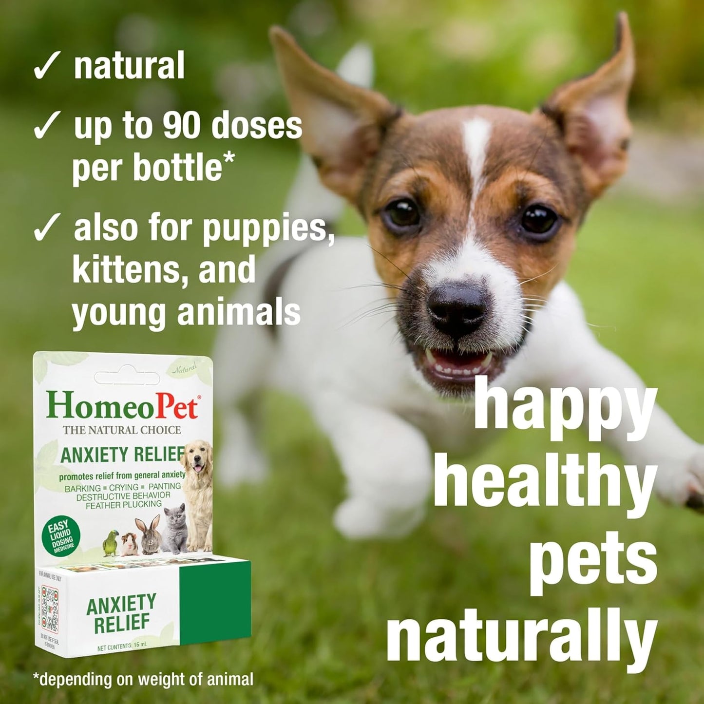 HomeoPet, Anxiety Relief Medicine for Pets, Natural Anxiety Relief for Dogs and Cats, Cat and Dog Calming Medicine, 15 Milliliters