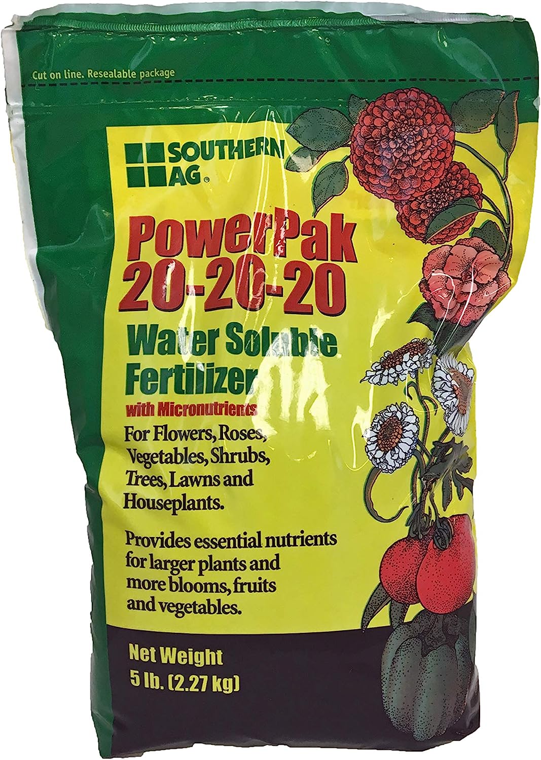 Southern Ag, PowerPak 20-20-20 Water Soluble Fertilizer with micronutrients (5 LB)