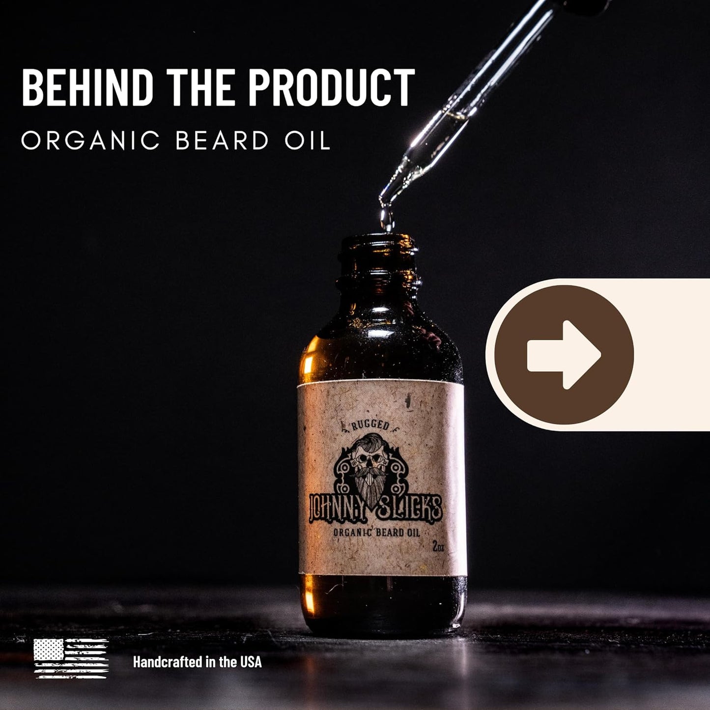 Johnny Slicks, Organic Beard Oil | Moisturize, Soften, Promote Hair Growth, Reduce Itch (US Made, Veteran Owned Handcrafted with Clean Ingredients), Rugged
