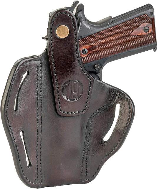 1791 Gunleather, 1911 Holster - Thumb Break Leather Holster - Cocked and Locked Carry - Right Hand OWB Holster for Belts - Fit 4" and 5" Barrels