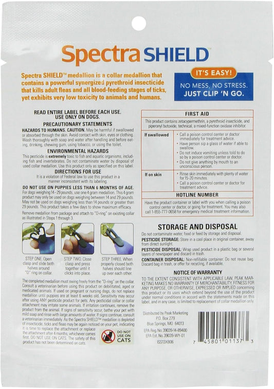 Durvet, Spectra Shield Collar Attached Medallion for Small Dogs, 14 to 29-Pound