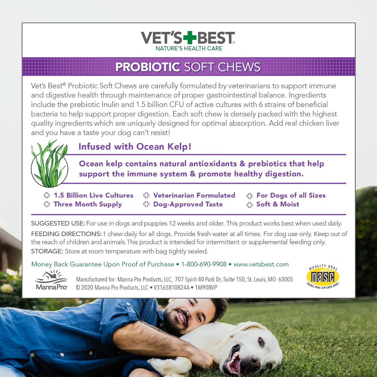 Vet's Best, Probiotic Soft Chews for Dogs, Digestive Aid, 30 Day Supply