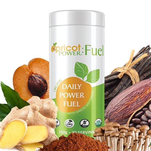 Apricot Power, Mushroom Coffee Organic Daily Power Fuel - Boost Natural Energy, Focus, & Reduce Stress - Non-GMO, Gluten Free, Vegan - 150g - 30 Servings