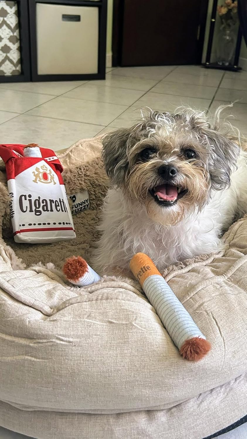 Nocciola, 3 Packs Squeaky Puff Stick Toys with a Box, Funny Interactive Plush Dog Toys, Pitbull Husky Frenchie Pug Stuffed Puppy Toys for Small to Medium Breed, Dog Accessories Boy Gift