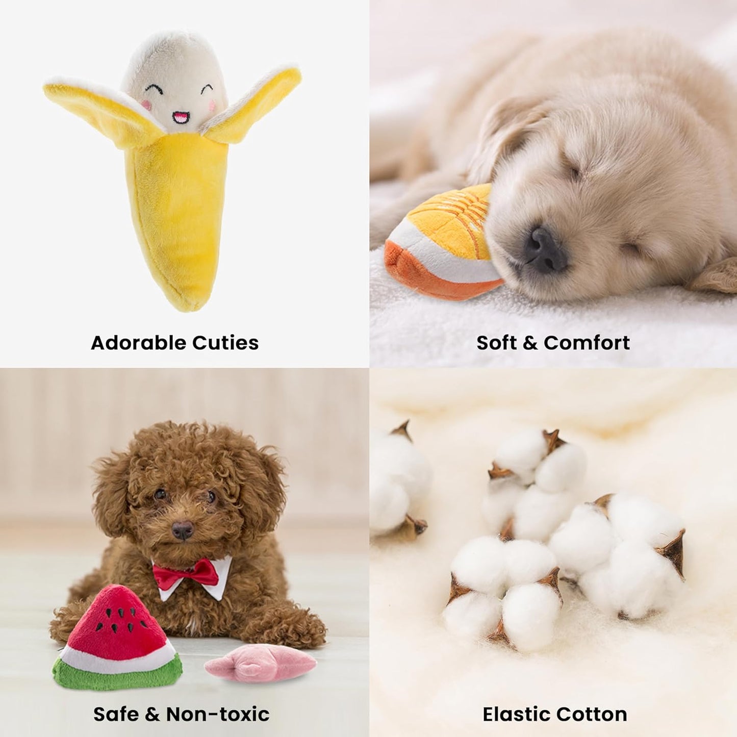 Nocciola, Dog Squeaky Toys, Plush Small Dog Toys for Dogs, Stuffed with Squeakers,12 pcs Puppy Toys with a Carrying Bag for Small Medium Size