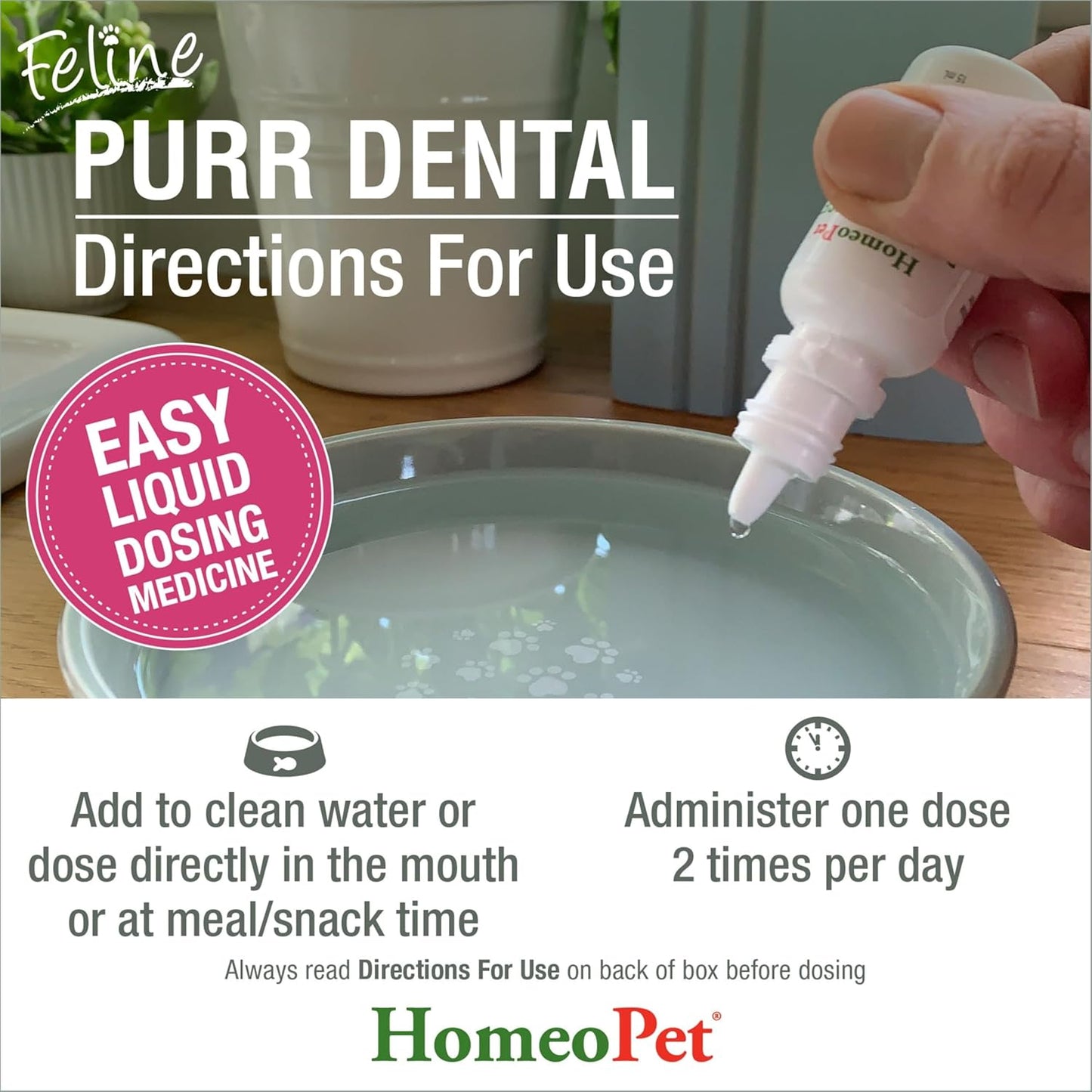 HomeoPet, Feline Purr Dental Safe and Natural Tooth and Dental Care for Cats 15 Milliliters
