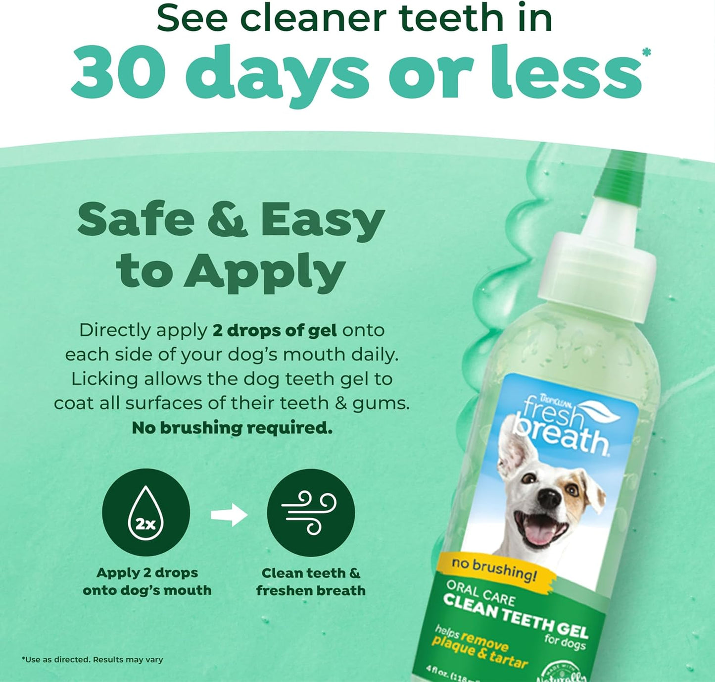 TropiClean, Fresh Breath Dog Toothpaste for Teeth Cleaning, Breath Freshener, Easy to Use Plaque & Tartar Remover Gel, No Toothbrush Needed, 4oz.