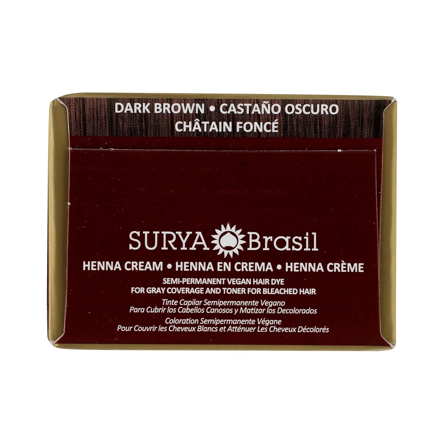 Surya Brasil, Henna Cream Dark Brown - 96% Natural Ingredients, Vegan, Cruelty-Free, Eco-Friendly, Semi-Permanent Hair Color, Deep Hydration & Shine, 2.37 oz