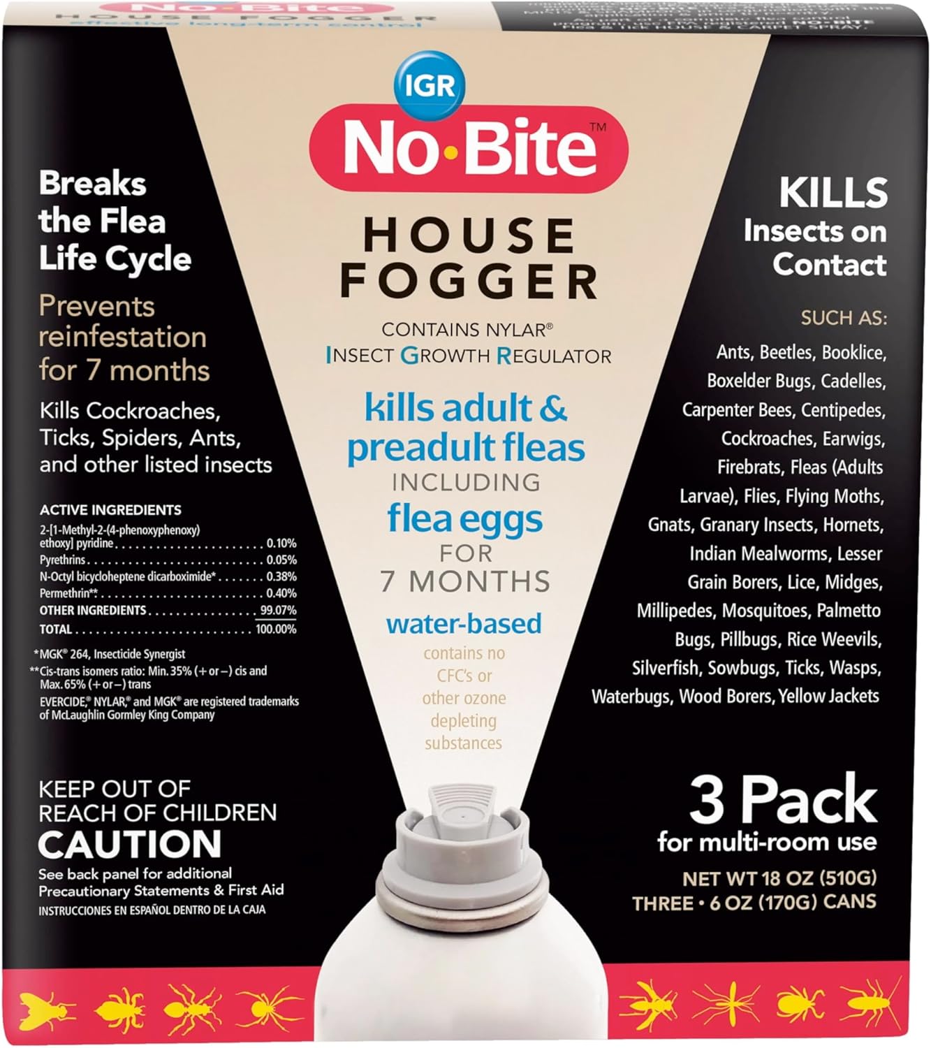 Durvet, 011-1131 No Bite IGR House Fogger (3 Pack), 6 oz