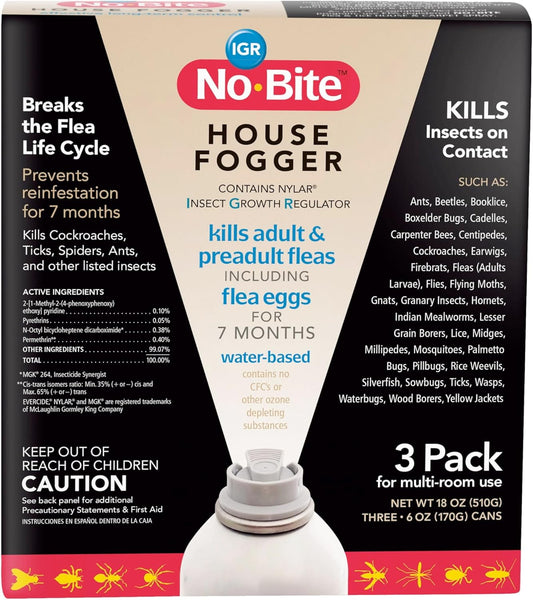 Durvet, 011-1131 No Bite IGR House Fogger (3 Pack), 6 oz