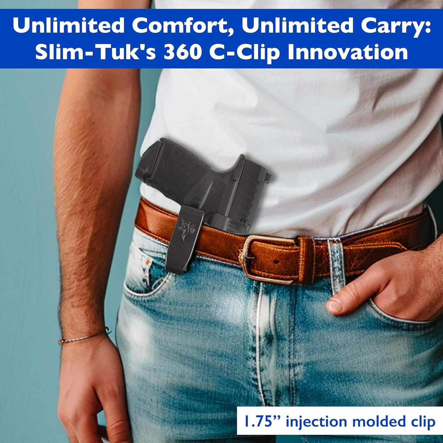 DeSantis, Slim-Tuk - IWB Holster for Men and Women, Pistol Holster for Concealed Carry, Suitable for Appendix Wear, Ambidextrous, Made with Kydex, Adjustable Tension, Tuckable 360 C-Clip