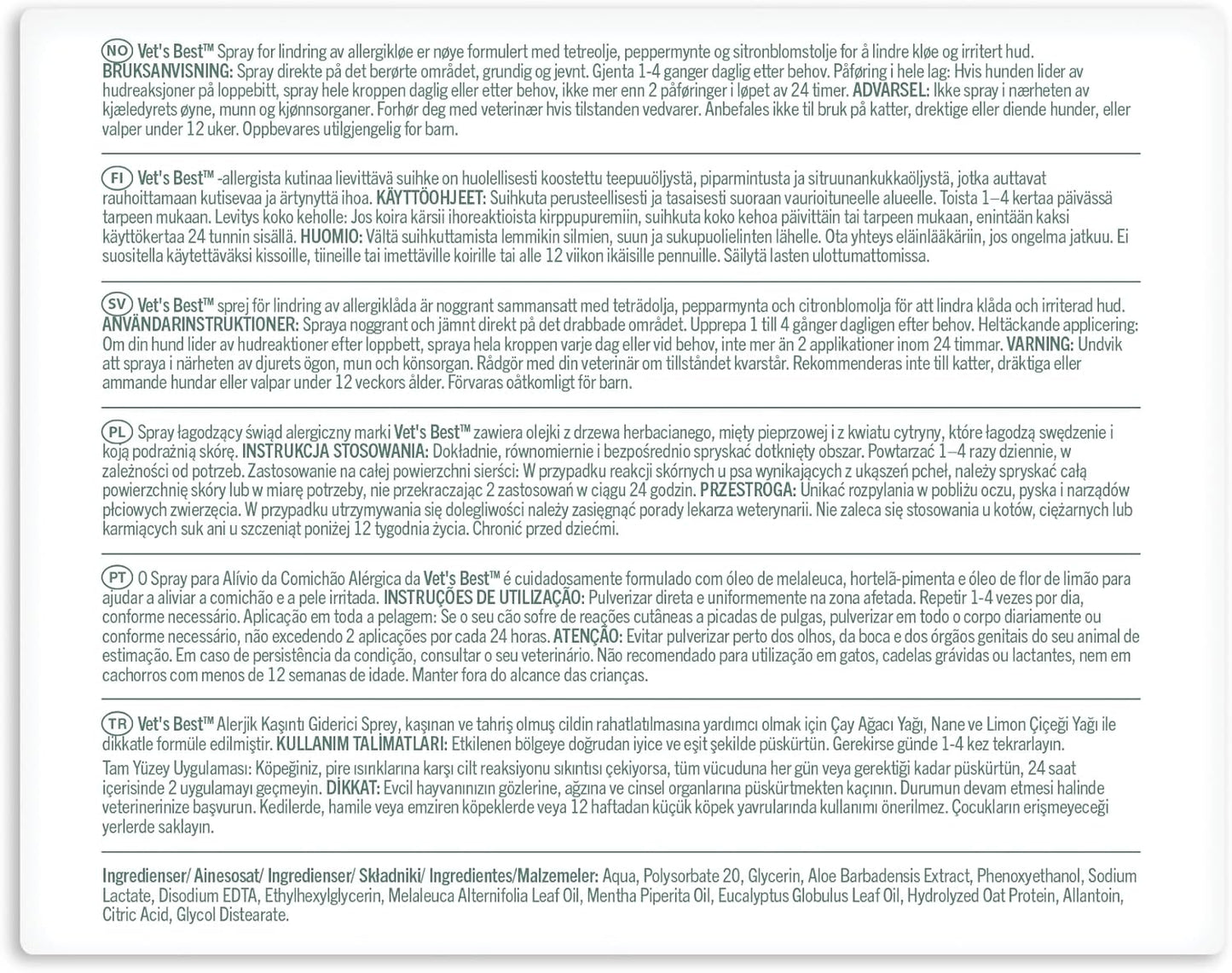 Vet's Best, Allergy Itch Relief Spray for Dogs | Soothes Dog Dry Skin | Relieves The Urge to Itch, Lick, and Scratch | 8 Ounces