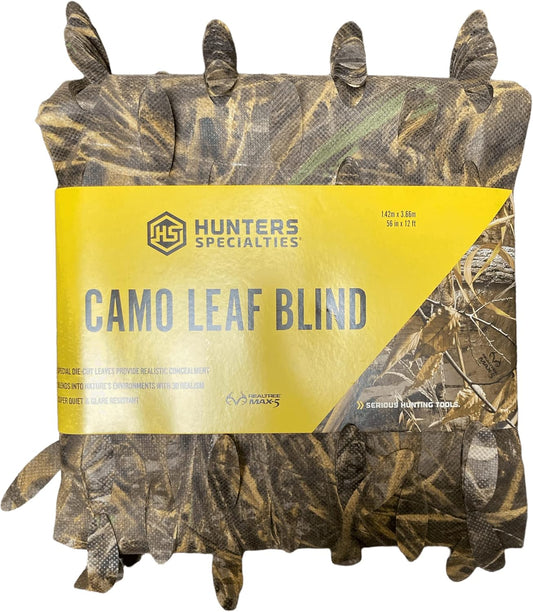 Hunters Specialties, Camo Leaf Blind - Hunting Durable Lightweight Quiet Realistic Concealment Camouflage Accessory, MAX 5, 56 in X 12 FT