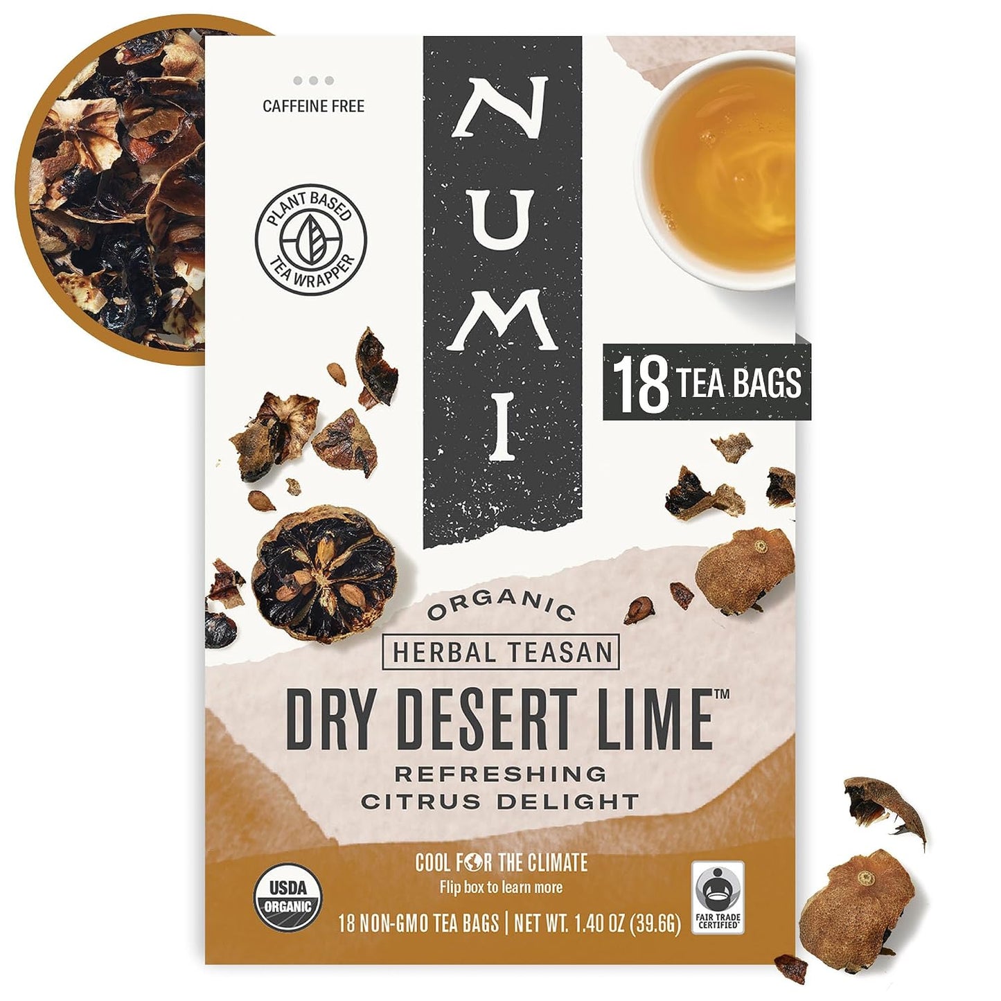 Numi, Organic Tea Dry Desert Lime, 18 Count Box of Tea Bags, Herbal Teasan