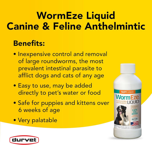 Durvet, WormEze Liquid Canine & Feline Anti-helmintic, 8 oz
