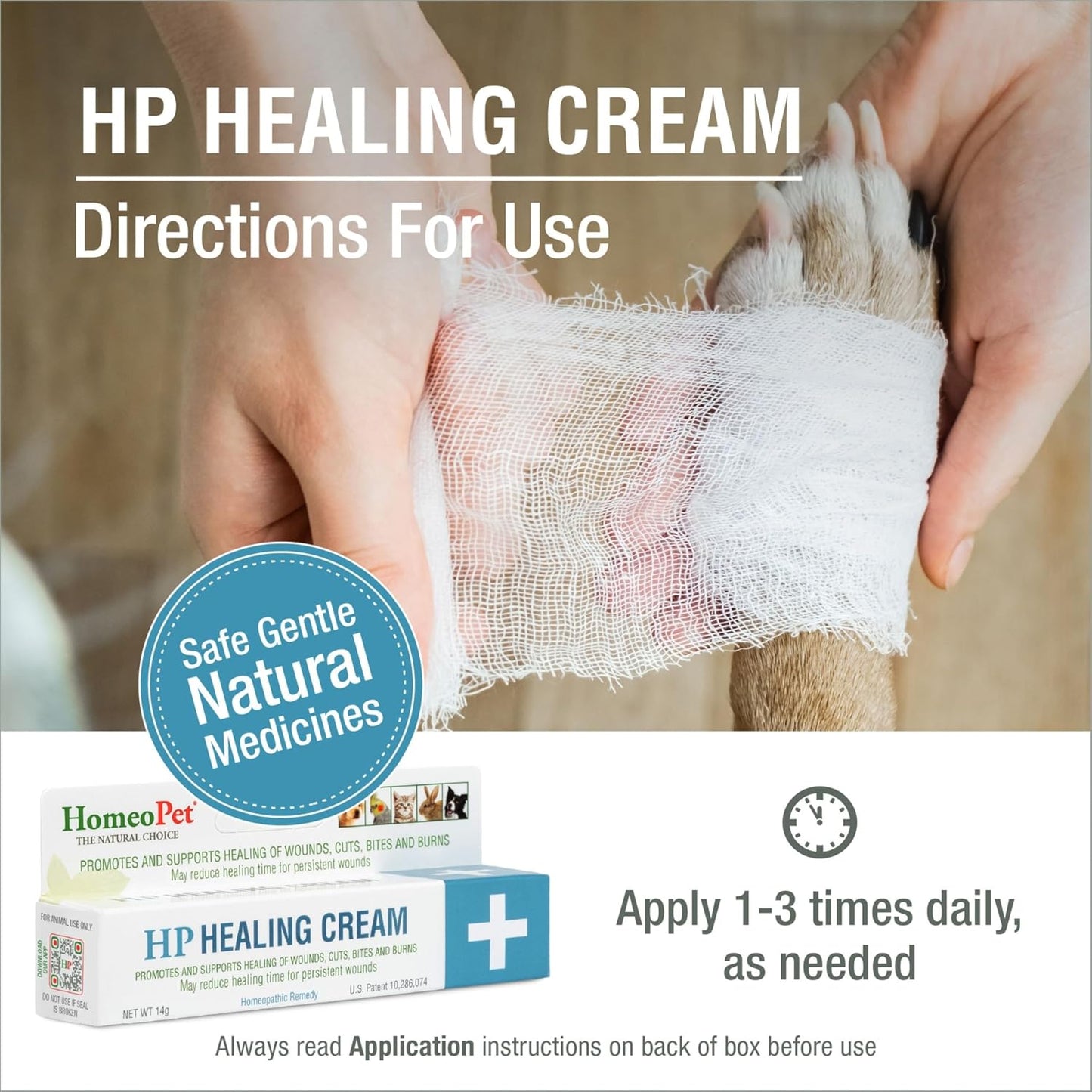 HomeoPet, HP Healing Cream, Safe and Natural Skin-Healing Ointment for Cats and Dogs, 14 Grams